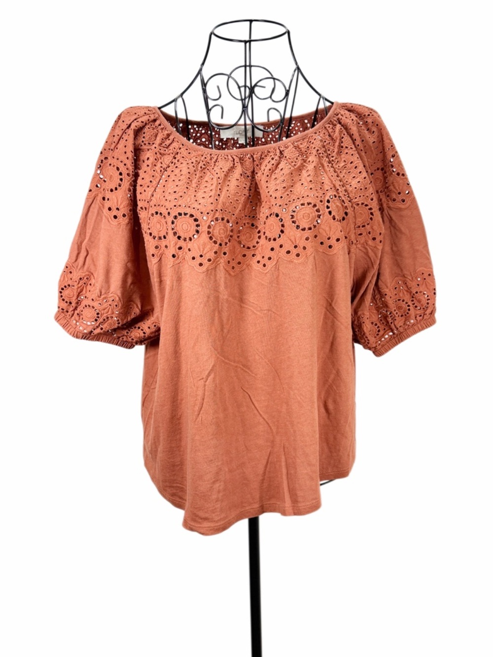 LOFT Rust Eyelet Off-Shoulder Blouse